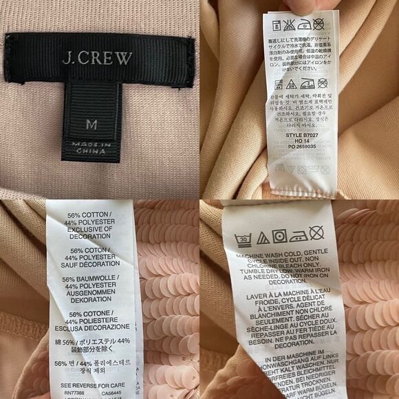 (SOLD) J. CREW Crew Neck 3/4 Sleeve Sequin Trim Sweatshirt Top Pink M - Picture 12 of 12